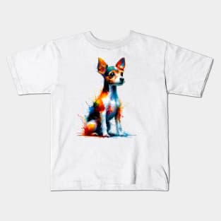 Vibrant Toy Fox Terrier in Splash Art Style Kids T-Shirt